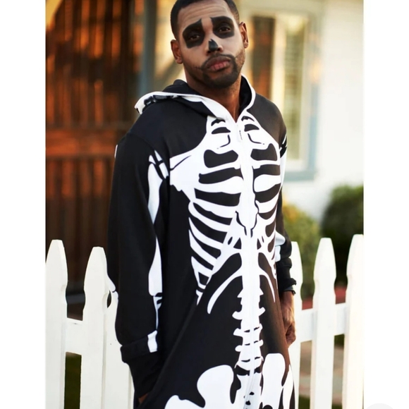 NWT Tipsy Elves Adult Skelton Hooded Jumpsuit Halloween Costume Unisex Luxury M - Picture 6 of 12
